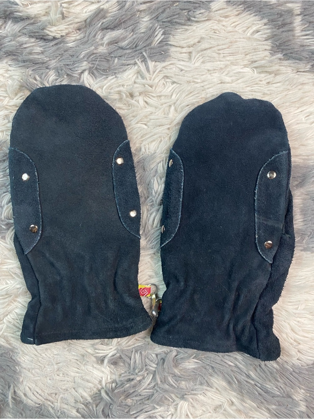 Vintage Kombi Mens Leather Mittens Gloves Outdoor Size M Black